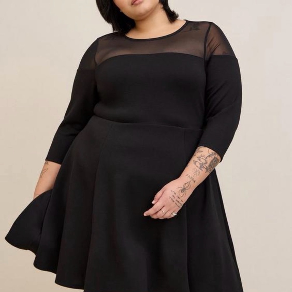Torrid Black Mini Dress with Sheer Detail